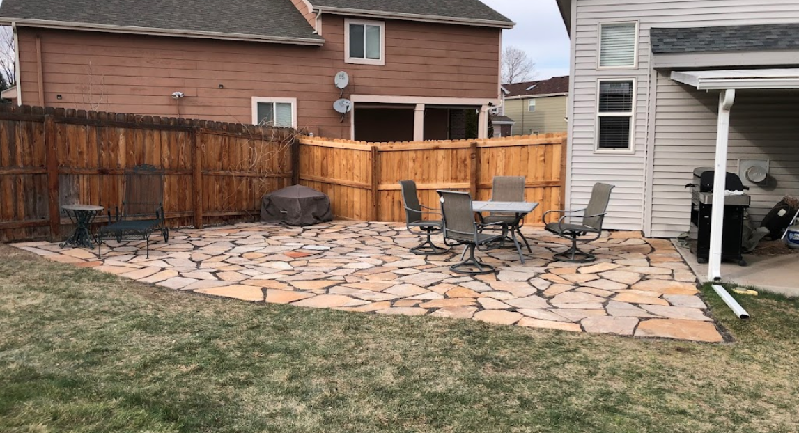 Colorado flagstone patio design by Linden Leaf Landscapes in Fort Collins