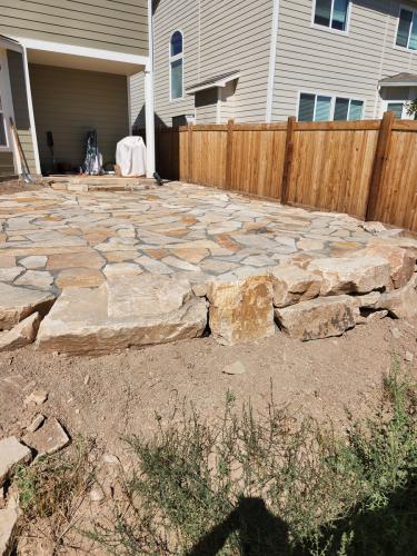 Elevated stone patio work in Fort Collins