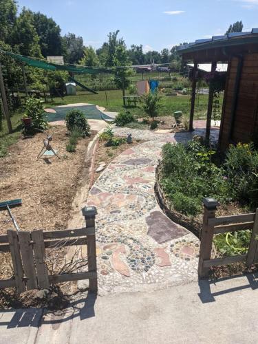 Custom designed rock and cement pathway