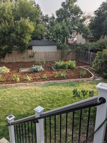 Large planter bed and garden bed landscape in Colorado