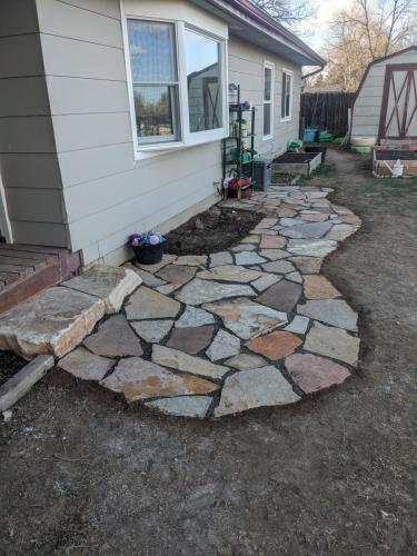 Large stone patio design in Colorado