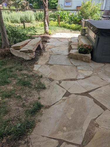 Large stone patio pathway from Linden Leaf Landscapes in Fort Collins