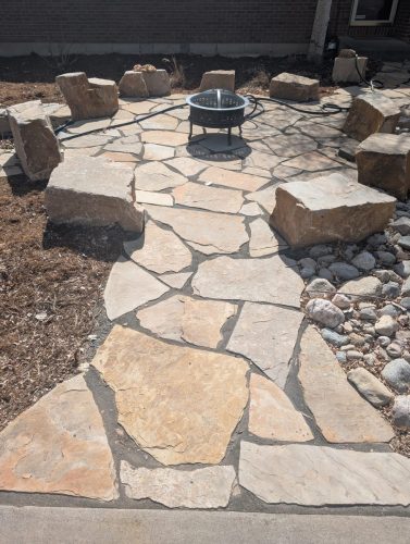Fort Collins stone pathway design by Linden Leaf Landscapes